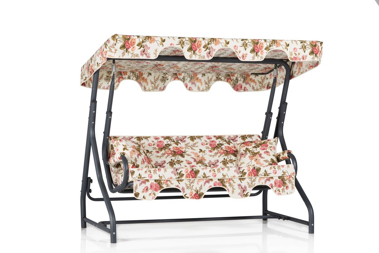 Balansoar de gradina 3 locuri, Hanah Home, Ruta 10, Multicolor - imagine 4